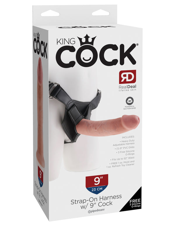 Pipedream Products King Cock Strap On Harness with 9 inches Cock Beige Dildo at $74.99