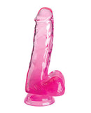 King Cock Clear Dildo 6 inches with Balls - Crystal Clear Fantasy with Flexible Shaft and Suction Cup Base