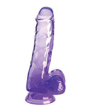 King Cock Clear 6-inch purple dildo with balls by Pipedream Products, featuring a realistic translucent design for enhanced pleasure.