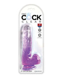 King Cock Clear Dildo 6 inches in Purple with Balls in packaging