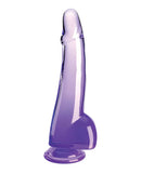 King Cock Clear Cock 10-inch purple dildo with balls by Pipedream Products, showcasing lifelike design and pristine transparency.