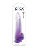 King Cock Clear Cock 10-inch Purple Dildo with Balls by Pipedream Products in packaging