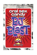BJ Blast Cherry fizzing oral sex candy packet with bursting sensations for an exciting bedroom experience