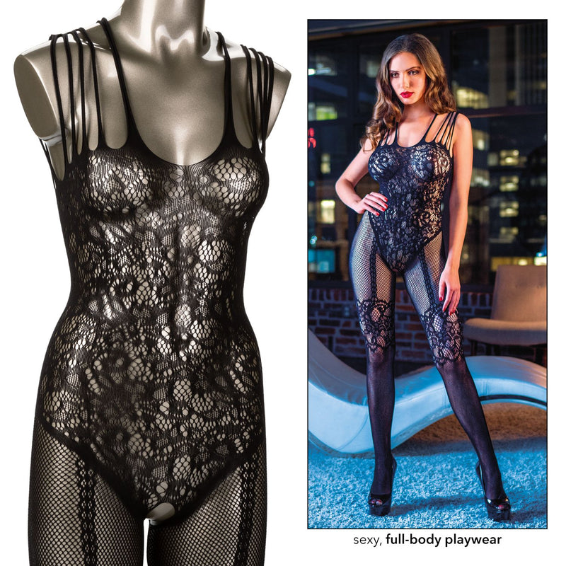 California Exotic Novelties Scandal Strappy Lace Body Suit O/S Black from California Exotic Novelties at $20.99