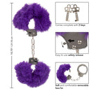 Indulge in Sensual Restraint with Ultra Fluffy Furry Cuffs - Purple Metal Handcuffs