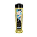 Shunga Erotic Art Coconut Thrills Massage Oil 8 Oz bottle with artistic label design for sensual experiences