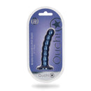 Ouch! Beaded Silicone G-Spot Dildo 5 inches Metallic Blue in packaging