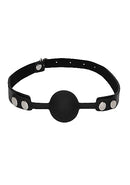 SHOTS AMERICA Ouch! Black and White Bondage line Silicone Ball Gag with Adjustable Bonded Leather Straps Black at $14.99