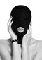 SHOTS AMERICA Ouch! Black and White Bondage line Black Submission Mask with Open Mouth at $15.99