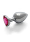Ouch! Heart Gem Butt Plug Large Silver *Rubellite Pink