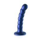 Ouch! Beaded Silicone G-Spot Dildo 5 inches in Metallic Blue with Suction Cup by Shots Toys