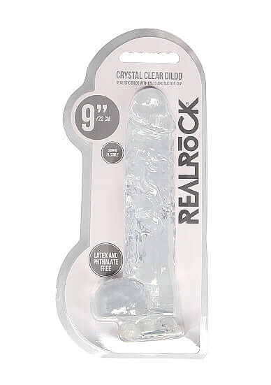 SHOTS AMERICA Realrock Crystal Clear Dildo with Balls 9 inches at $28.99
