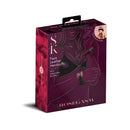 Rosegasm Faux Leather Buckle Cuffs with Satin Blindfold packaging showing faux leather handcuffs with adjustable buckles.