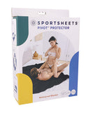 Sportsheets Pivot Protector packaging featuring a couple on a waterproof blanket for mess-free intimate moments.