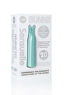 Sensuelle Point Bunny 20 Function Vibrator in Teal Blue packaging - powerful, smooth, rechargeable pleasure accessory