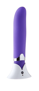 NU Sensuelle Curve Wireless 20 Function Rechargeable G-Spot Vibrator Purple in charging stand