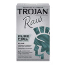 Trojan Raw Pure Feel Non-Latex Condoms 10 Pack - Odorless, Colorless, Enhanced Sensation, America's Thinnest