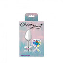 Cheeky Charms Heart Clear Iridescent Small Silver Butt Plug