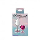 Cheeky Charms Heart Bright Pink Small Silver Butt Plug