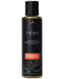 Me & You Pheromone Infused Luxury Massage Oil 4.2 Oz in Wild Passionfruit and Island Guava packaging.