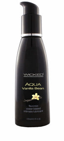 Aqua Vanilla Bean Lube 4 Oz bottle by Wicked Sensual Care, flavored water-based intimate lubricant for enhanced pleasure