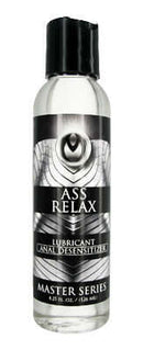 Master Series Ass Relax Desensitizing Lubricant 4.25 Oz Bottle for Comfortable Anal Play.
