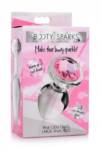 XR Brands Booty Sparks Pink Gem Glass Anal Plug Large at $17.99