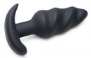 XR Brands Bang! 21X Vibrating Silicone Swirl Butt Plug with Remote Control Black at $44.99