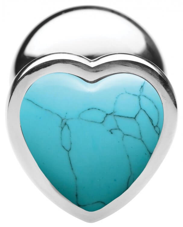 XR Brands Booty Sparks Gemstone Large Heart Anal Plug Turquoise at $29.99