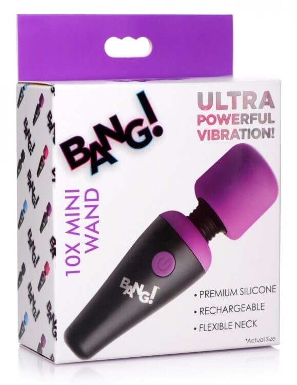 XR Brands Bang! 10X Vibrating Mini Wand Purple at $26.99