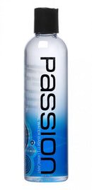 Passion Natural Water Based Lubricant 8 Oz in a clear bottle with a black cap, perfect for enhancing intimate moments.