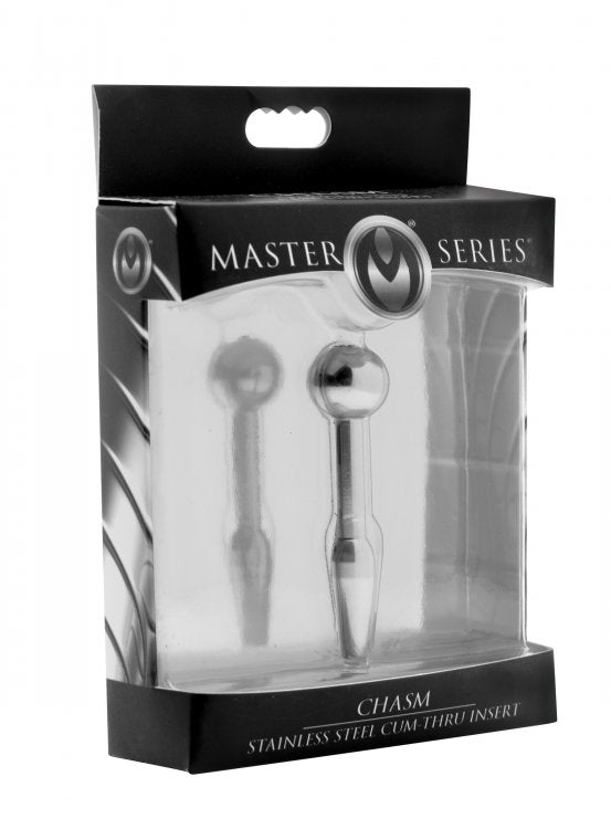 XR Brands Master Series Chasm Stainless Steel Urethral Cum Thru Insert at $29.99