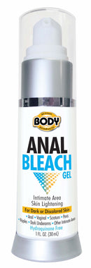 Body Action Anal Bleaching Gel 1 oz, gentle intimate area skin lightening for dark or discolored skin, hydroquinone-free.