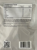 Supplement facts and ingredients list for Boner Bear Male Enhancement Gummies package, showing nutritional values and QR code.