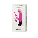 Adrien Lastic Butch Cassidy pink silicone rabbit vibrator packaging with attachments for customized stimulation.