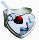 Earthly Body Candle 3-in-1 Heart Edible Strawberry Scented Soy Candle in heart-shaped tin with white spoon