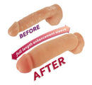 Before and after image of Fat Jack Penis Enlarger Sleeve demonstrating enhanced length and size.