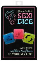 Glow in the dark sex dice packaged for adventurous couples to enhance nighttime intimacy and excitement.