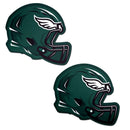 Philadelphia Eagles football helmet pasties in midnight green and white, shaped like helmets to show team spirit on game day.