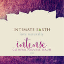 Intimate Earth Intense Clitoral Arousal Serum packaging with love naturally slogan