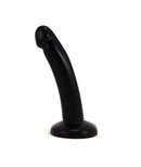 Vixen Creations Vixskin Mistress G Spot Curved Dildo Black on a display with a sleek design and curved shaft.