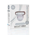 Sensuelle Bullet Ring Clear in packaging, showcasing the 7 function vibrating couples ring for enhanced pleasure and customizable experiences