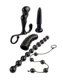 Anal Fantasy Beginner's Fantasy Kit includes five unique anal toys for beginners, featuring a beaded probe, plug, and textured sleeve.