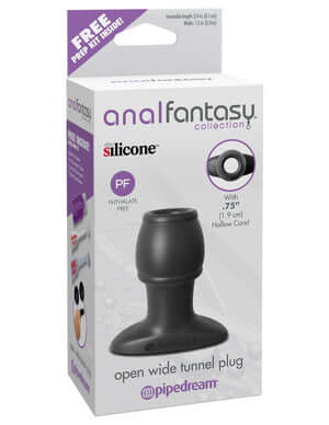 Pipedream Products Anal Fantasy Collection Open Wide Tunnel Plug Black Silicone Butt Plug at $19.99
