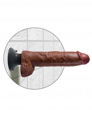 Pipedream Products King Cock 10 inches Dildo with Balls Brown Vibrating Real Deal RD at $54.99