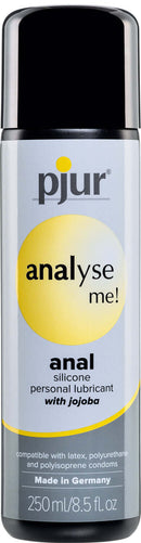 Pjur Analyse Me! Relaxing Anal Glide Jojoba Silicone Lubricant 250ml bottle for long-lasting comfort.