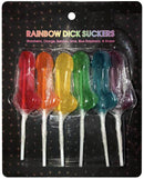 Assortment of Kheper Games Rainbow Dick Suckers in various flavors and colors including strawberry, orange, banana, lime, blue raspberry, and grape.