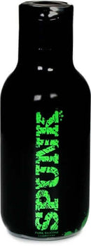 Bottle of Spunk Lube Pure Silicone 2 Oz with a black and green label, offering long-lasting smoothness and comfort.
