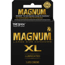Trojan Magnum XL Latex Condoms 3-Pack, extra large size, lubricated, for comfort and STI protection.
