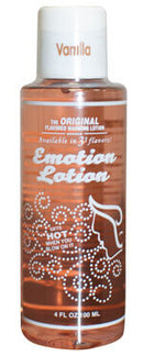 Emotion Lotion Vanilla 4 Oz bottle of edible warming massage lotion for romantic nights.